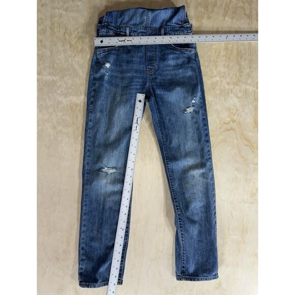 Gap Kids Overalls Girls XL Denim Blue Relaxed Distressed Bootcut Cotton - Picture 7 of 9